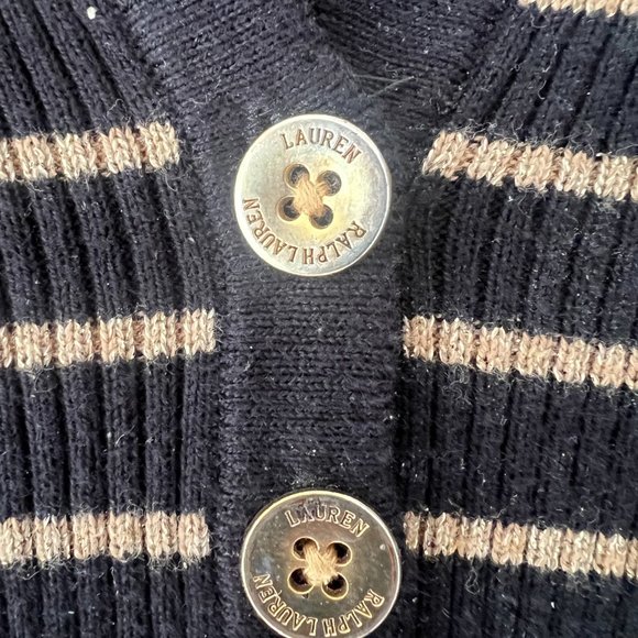 Lauren by Ralph Lauren Women's Black with Gold Stripes Sweater! - Picture 5 of 12